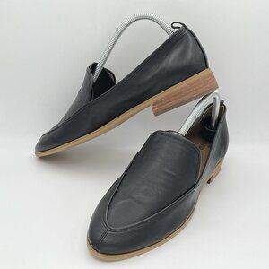 Susina Kellen Shoes Black Loafer Almond Toe Classic Leather Slip On Sz 10 Office